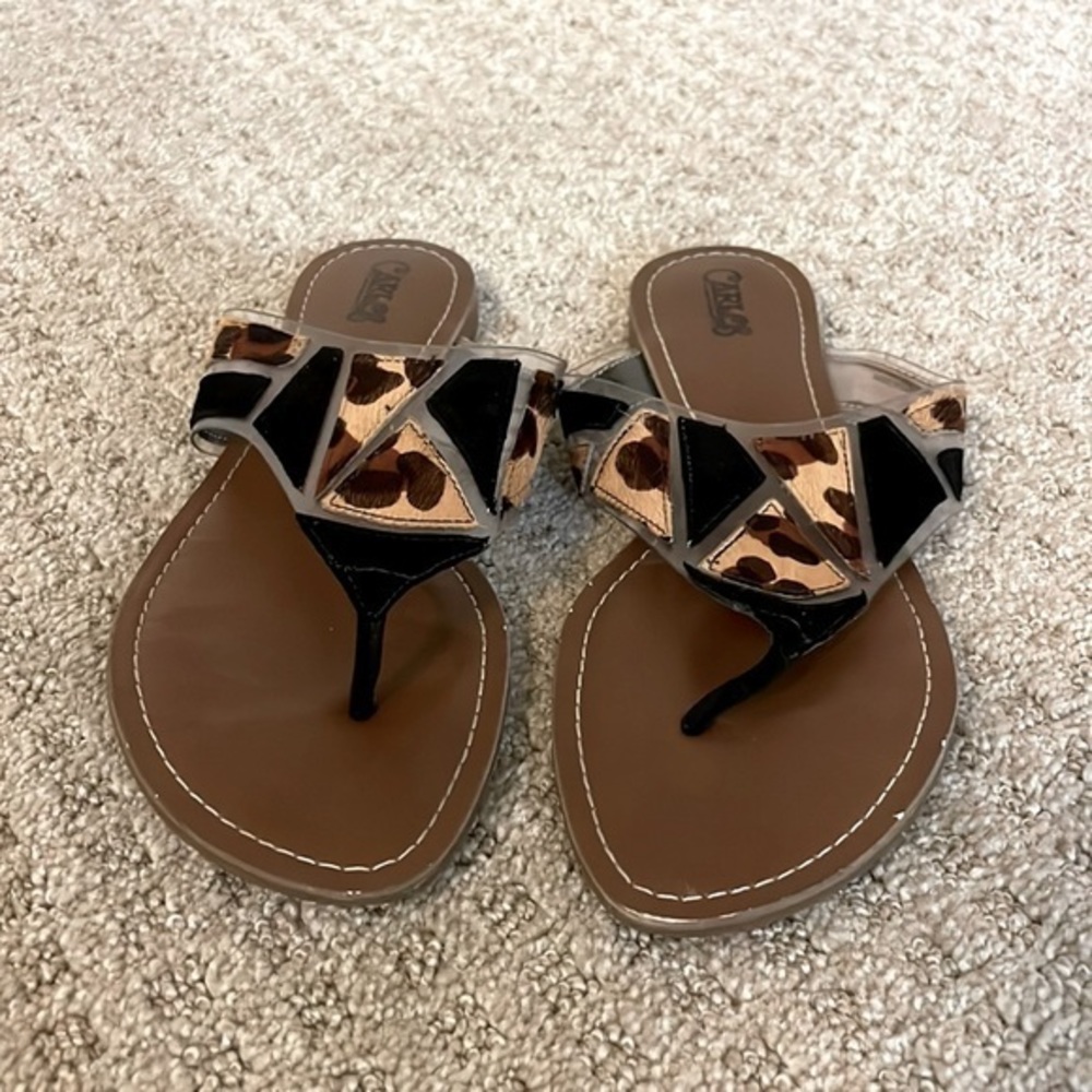 Carlos by Carlos Santana Allegra Animal Print Flip Flop Sandals